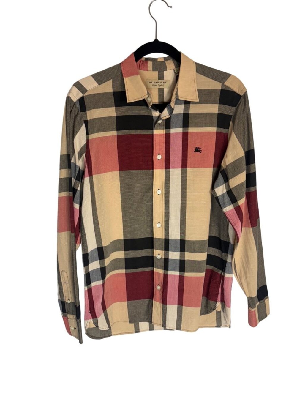 Burberry Mens Long Sleeve Plaid Button Down Shirt Nova Check-sz Medium